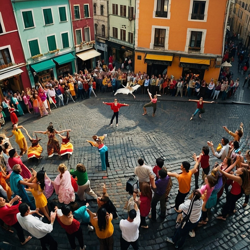 Joyful Dance in the Cobblestone Streets