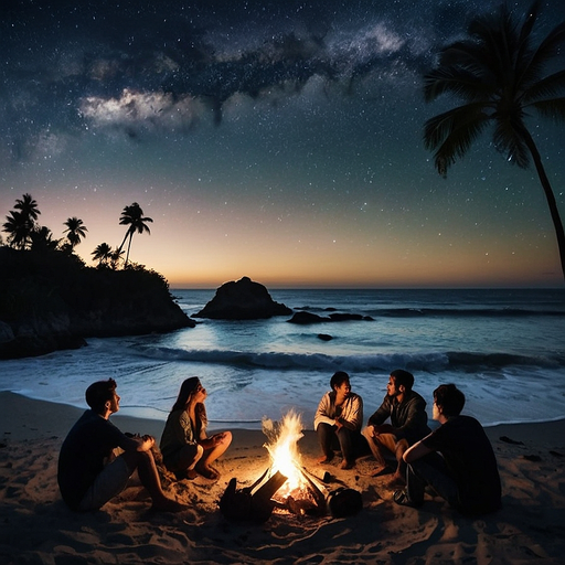 Starry Night Campfire on the Beach