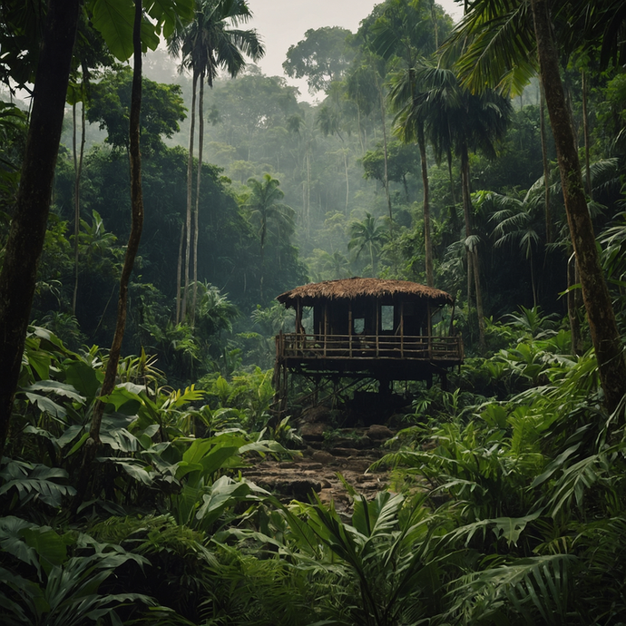 Lost in the Mist: A Secluded Hut Beckons in the Rainforest