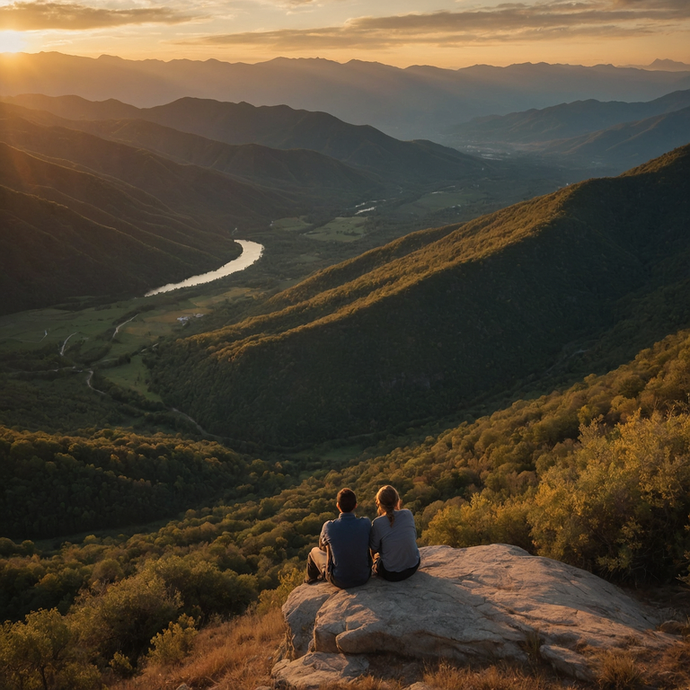 Golden Hour Romance: A Crane Shot Captures Tranquility