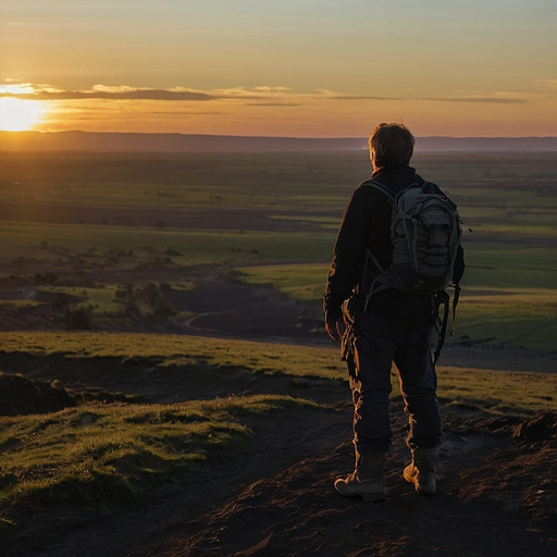 Silhouetted Against the Sunset: A Moment of Solitude and Contemplation