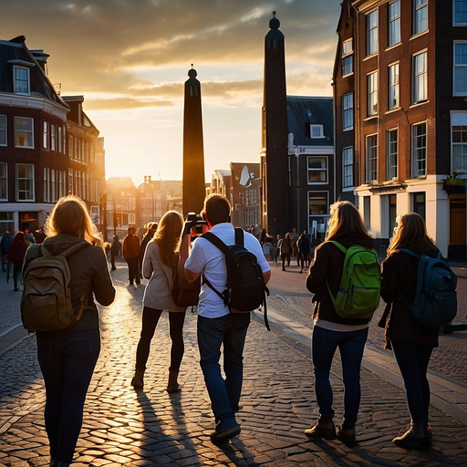 Sunset Stroll Through a European City