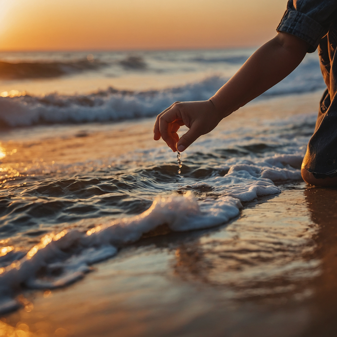 Golden Hour Serenity: A Child’s Touch of Wonder