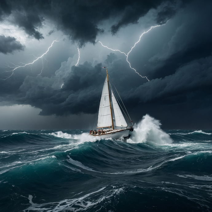 Tiny Boat, Mighty Storm: A Sailboat Battles the Elements