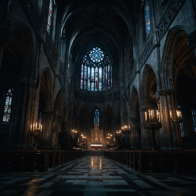 A Gothic Cathedral Bathed in Candlelight