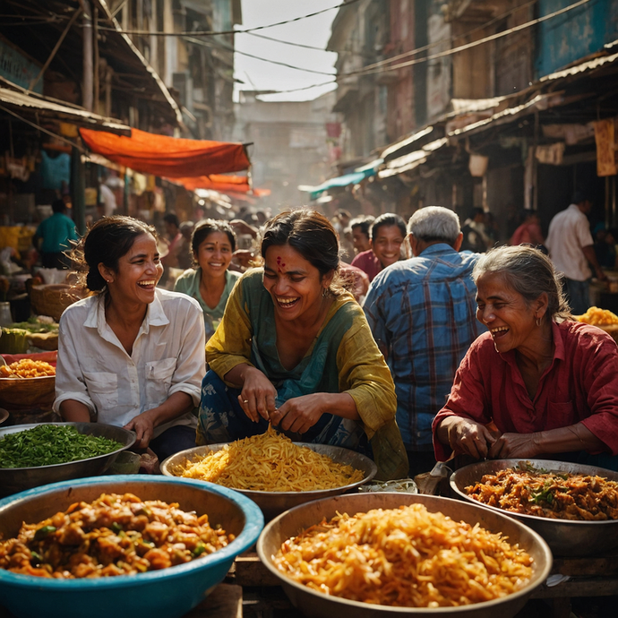 Golden Hour Laughter in the Indian Market