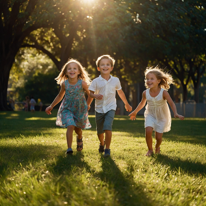 Sun-Kissed Joy: Children’s Laughter Fills the Air