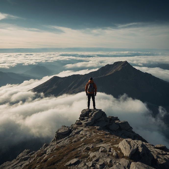 Lost in the Majesty: A Hiker Finds Peace Amidst the Clouds