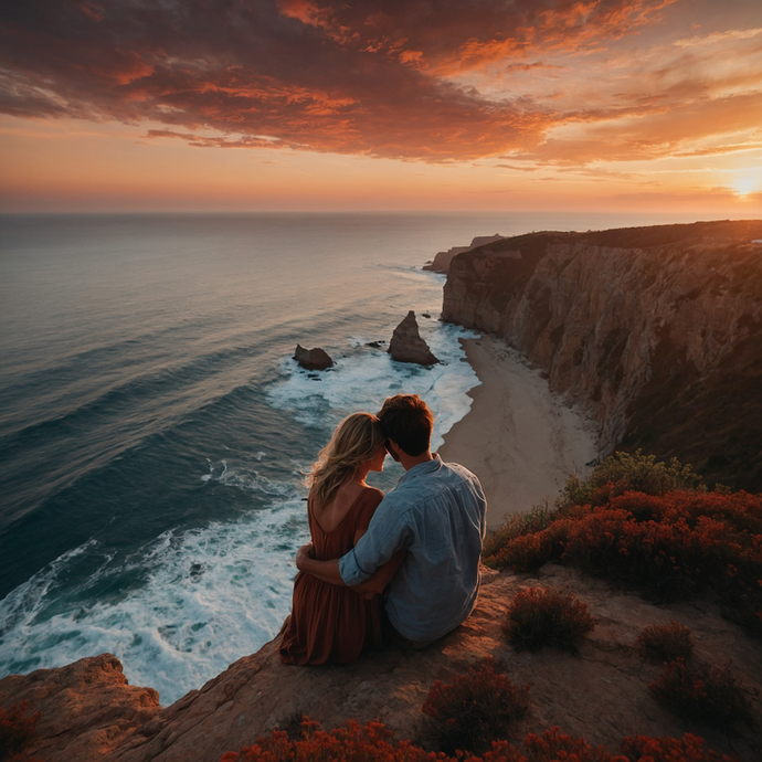 Sunset Romance on the Cliffside