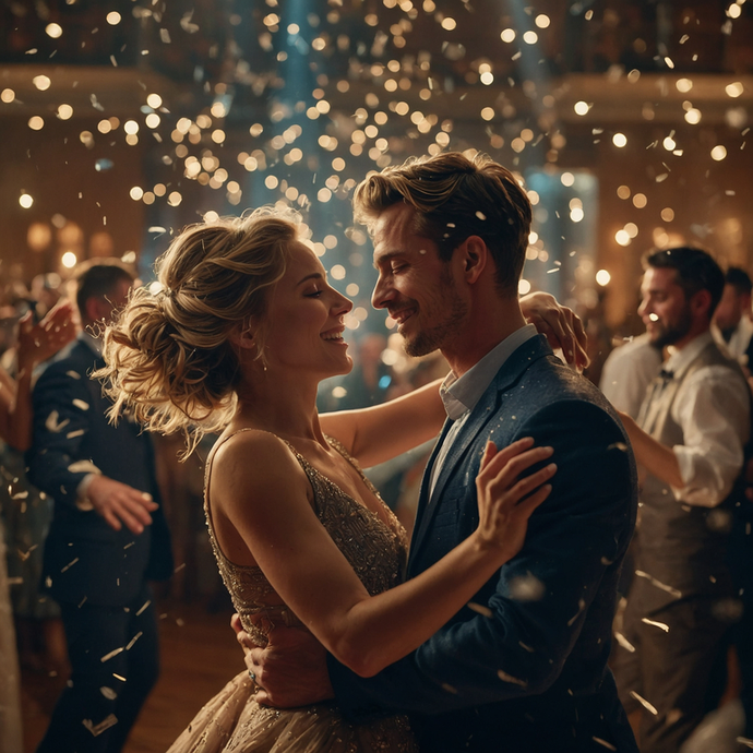 Confetti Kisses: A Couple’s Joyful Wedding Dance