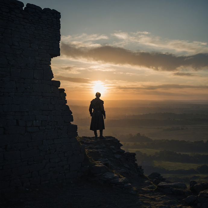 Silhouetted Against the Setting Sun, a Figure Contemplates the Vastness of Life