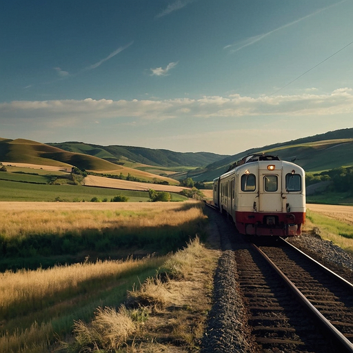 Tranquility on Rails: A Train Disappears into the Vastness