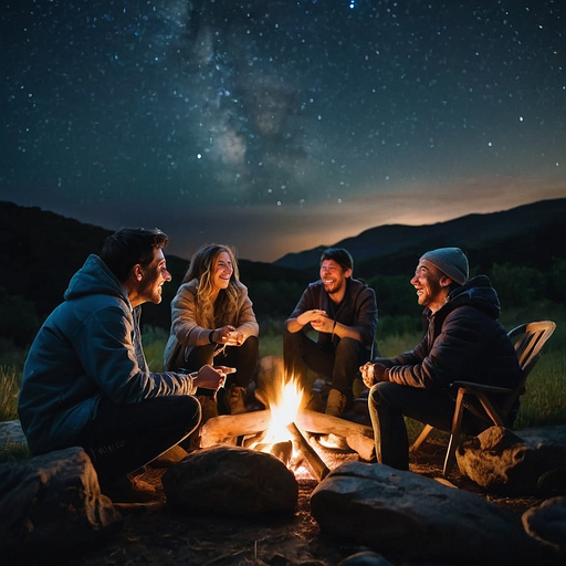 Campfire Laughter Under a Starry Sky