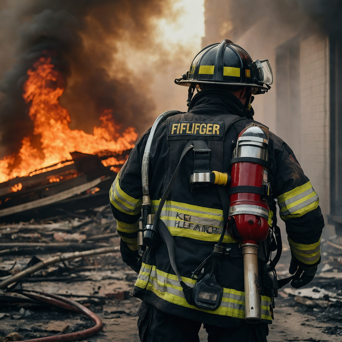 Firefighter Silhouetted Against Blazing Inferno