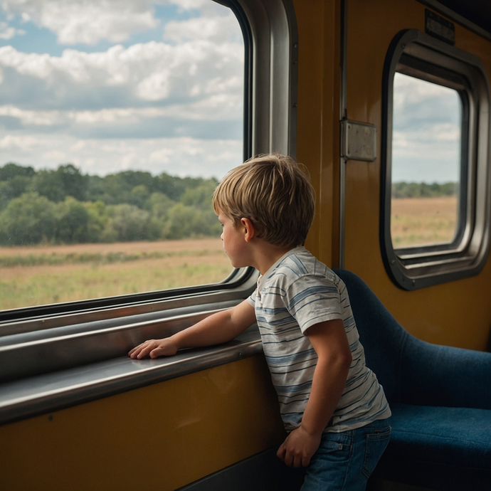 A Boy’s Journey: Lost in Thought, Gazing at the Unknown