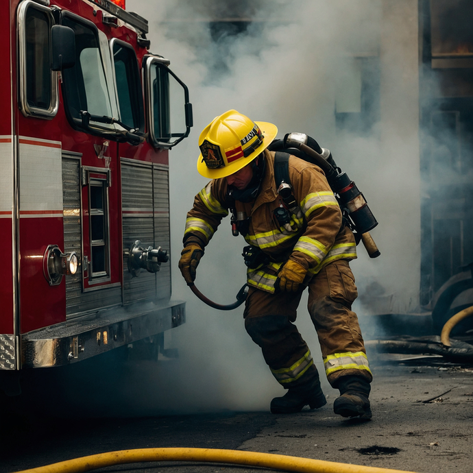 Into the Smoke: Firefighter Braces for Battle