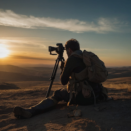 Silhouetted Against the Setting Sun: A Moment of Contemplation in the Vastness