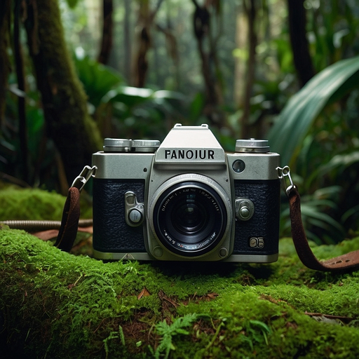 A Moment of Stillness: Vintage Camera in a Lush Forest