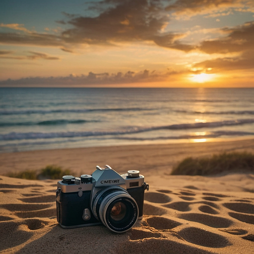 Sunset Nostalgia: A Vintage Camera Captures the Moment