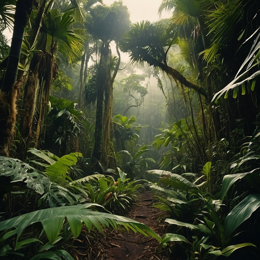 Sunlight Dappled Jungle Path: A Serene Escape