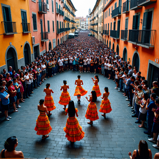 Orange Skirts and City Lights: A Festive Dance Takes Over the Streets