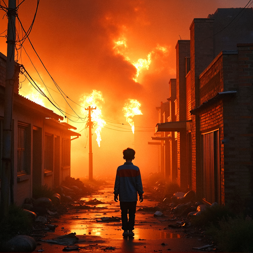 A Boy Walks Through the Ashes of a Lost City