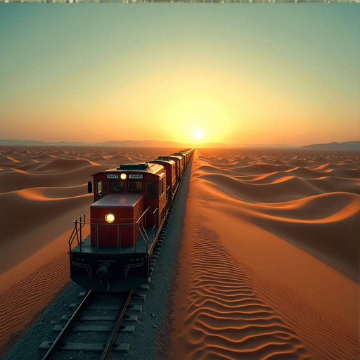 Sunset Adventure: A Train Journey Through the Desert