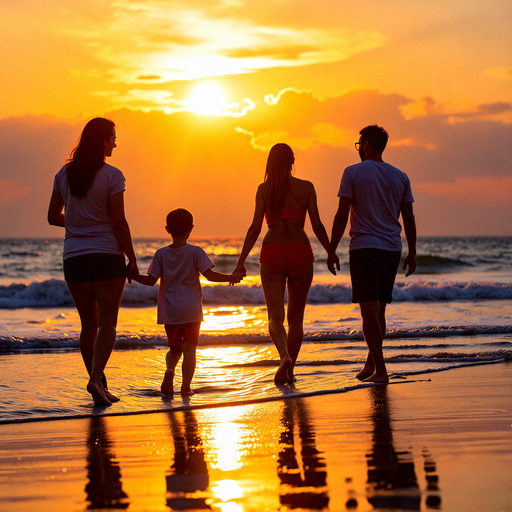 Sunset Silhouettes: A Family’s Moment of Intimacy