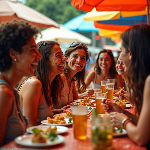 Laughter and Sunshine: Friends Share a Joyful Meal