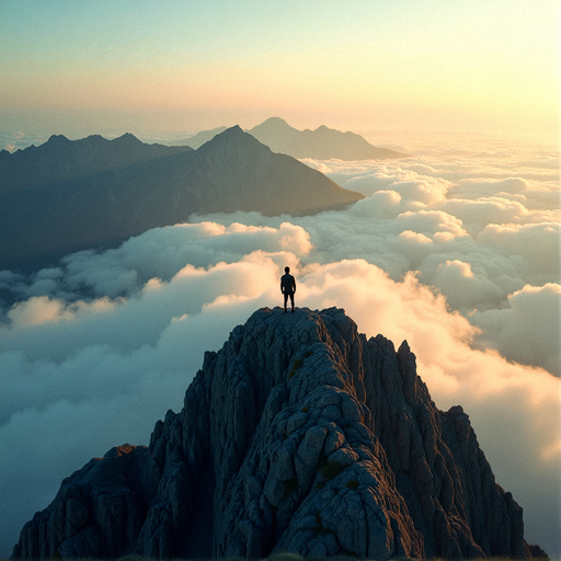 Solitude on the Summit: A Majestic Silhouette Against the Setting Sun