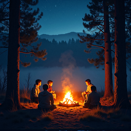 Campfire Tales: A Night of Serene Togetherness