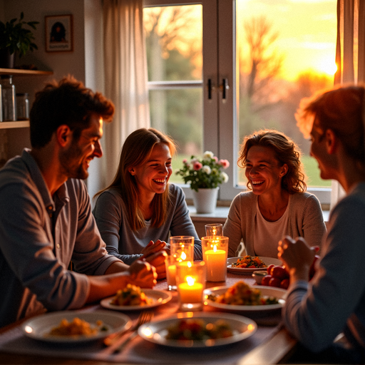 Candlelit Gathering: A Warm and Inviting Scene of Laughter and Friendship