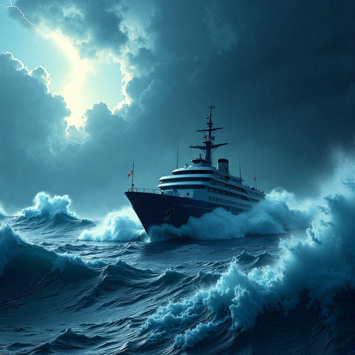 Battling the Fury: A Ship Conquers a Stormy Sea