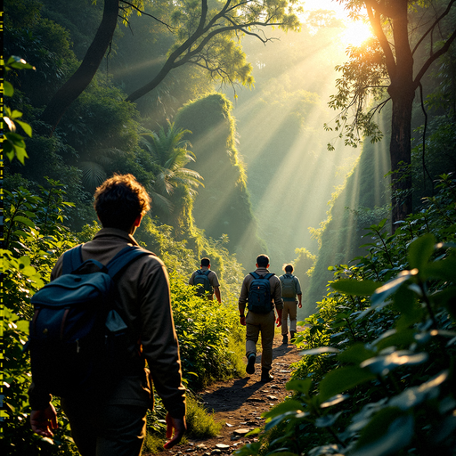 Sunlight Illuminates a Mysterious Forest Path