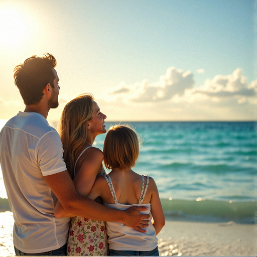 Sunset Serenity: A Family Finds Peace on the Beach