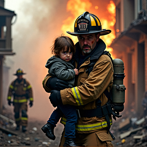 Heroic Firefighter Rescues Child from Burning Building