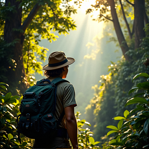 Sunbeams Illuminate a Moment of Tranquility in the Forest