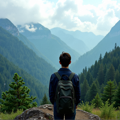 Lost in the Majesty: A Hiker Finds Solitude Amidst Misty Mountains