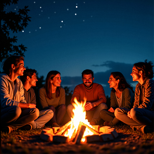 Campfire Laughter Under a Starry Sky