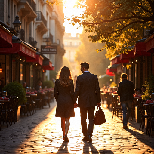 Sunset Romance on Cobblestone Streets