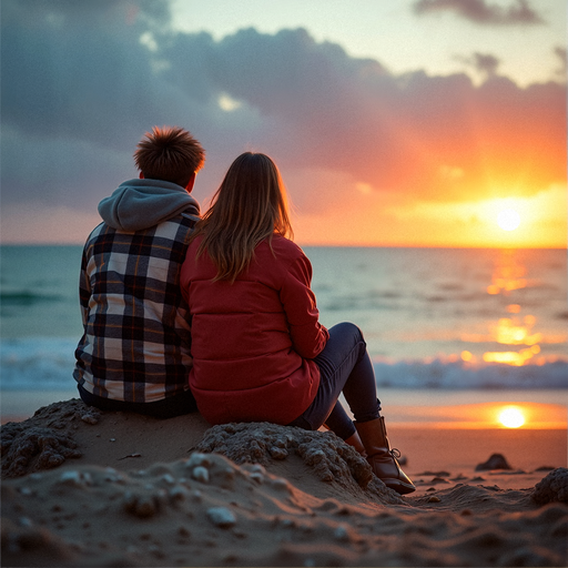 Silhouettes of Love at Sunset