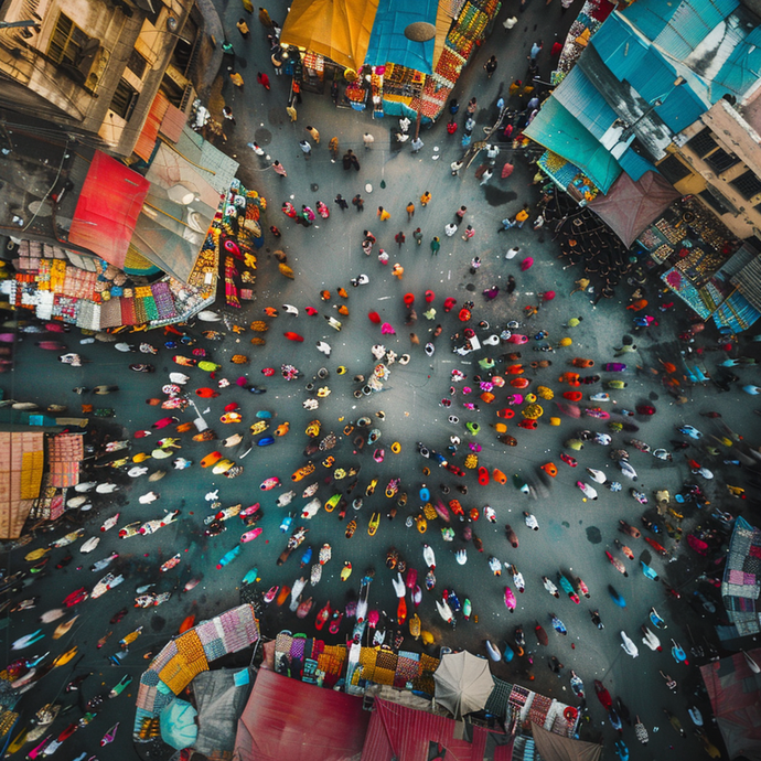 A Symphony of Colors: Life in Motion at an Indian Marketplace