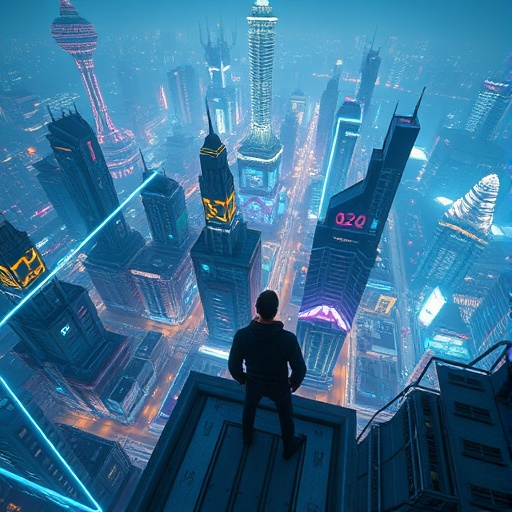 Lost in the Neon Maze: A Cyberpunk Silhouette