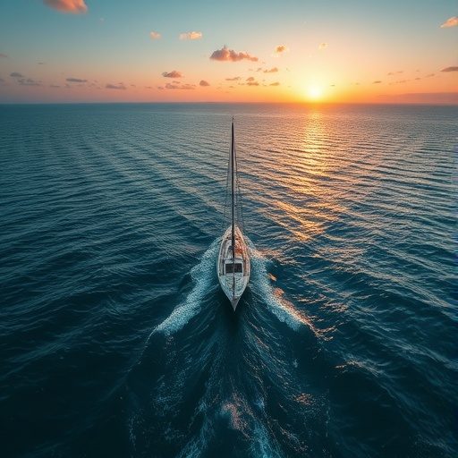 Golden Hour Serenity: A Sailboat’s Tranquil Journey