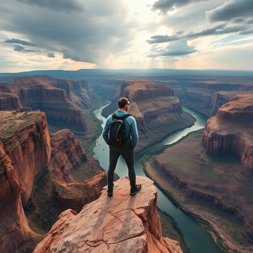 A Lone Figure Contemplates the Vastness of Nature