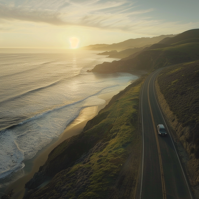 Golden Hour Escape: A Serene Coastal Drive