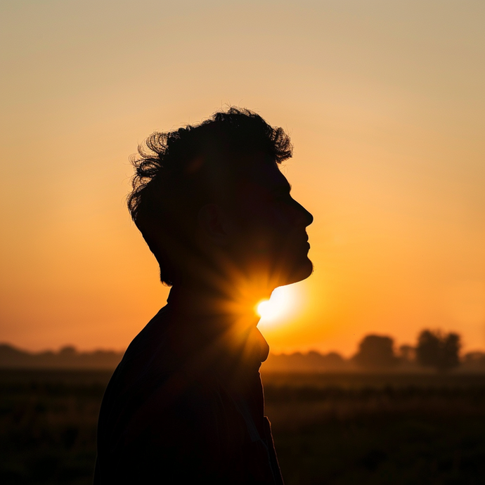 Silhouette of Mystery: A Man’s Contemplation at Sunset