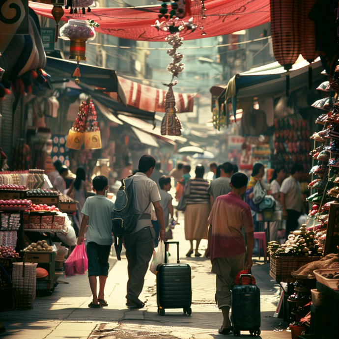 A Long Shot of Vibrant Life: Capturing the Bustling Energy of a Southeast Asian Market