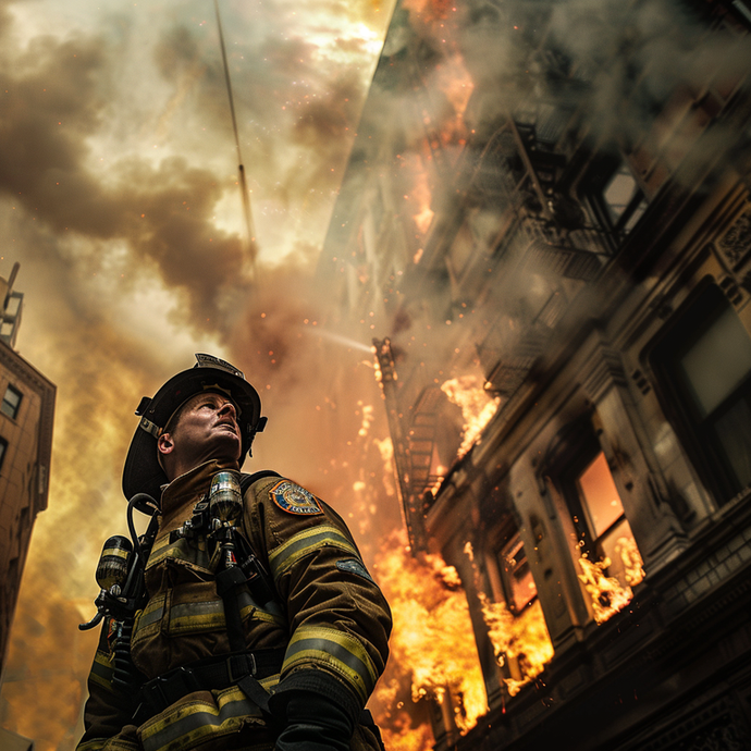 Heroic Silhouette: Firefighter Faces Down Inferno