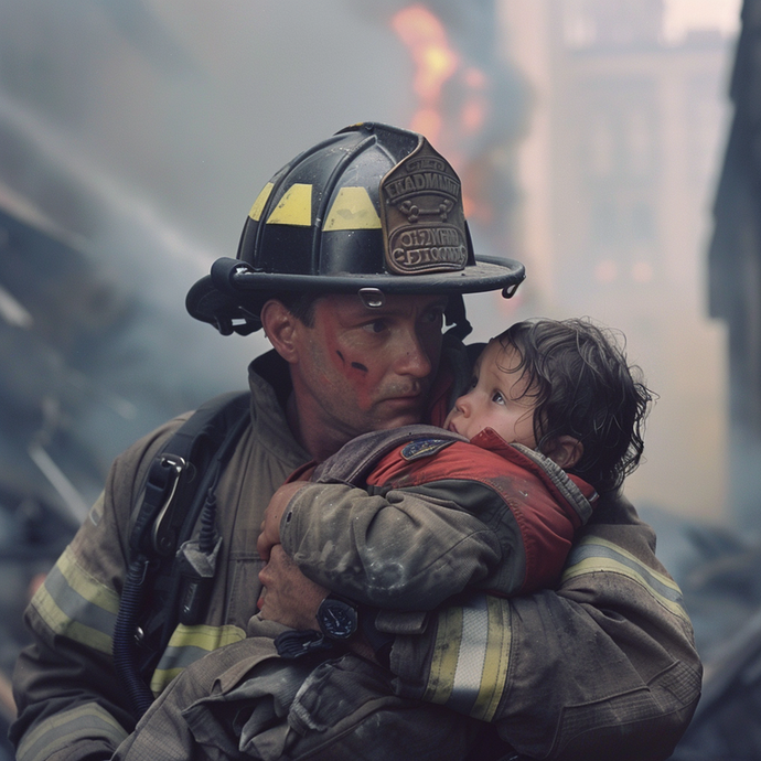 Heroic Rescue: Firefighter Saves Child from Burning Building